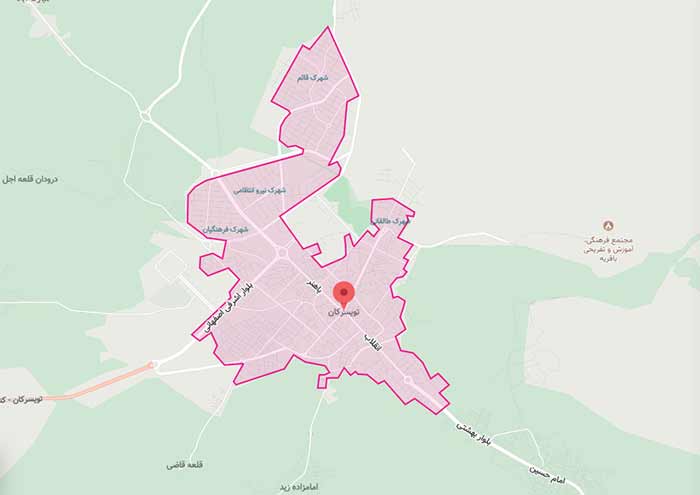 موقعیت مکانی شهر تویسرکان